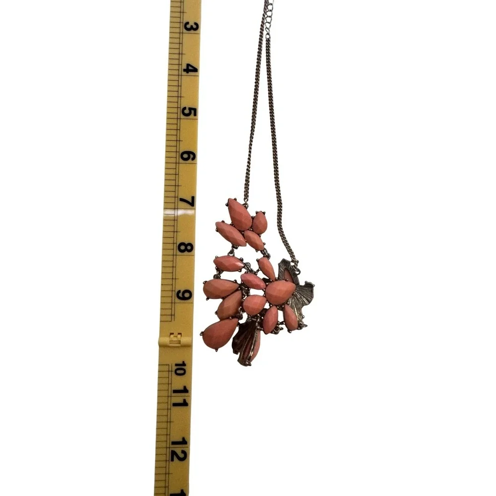 Chunky‎ Statement Necklace Coral Peach Bib Boho Festival Y2K Vintage Retro